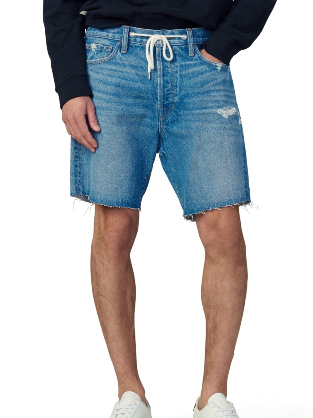 New Joe’s Jeans 38 Florence Denim Cutoff Shorts Distressed Raw Hem Drawstring